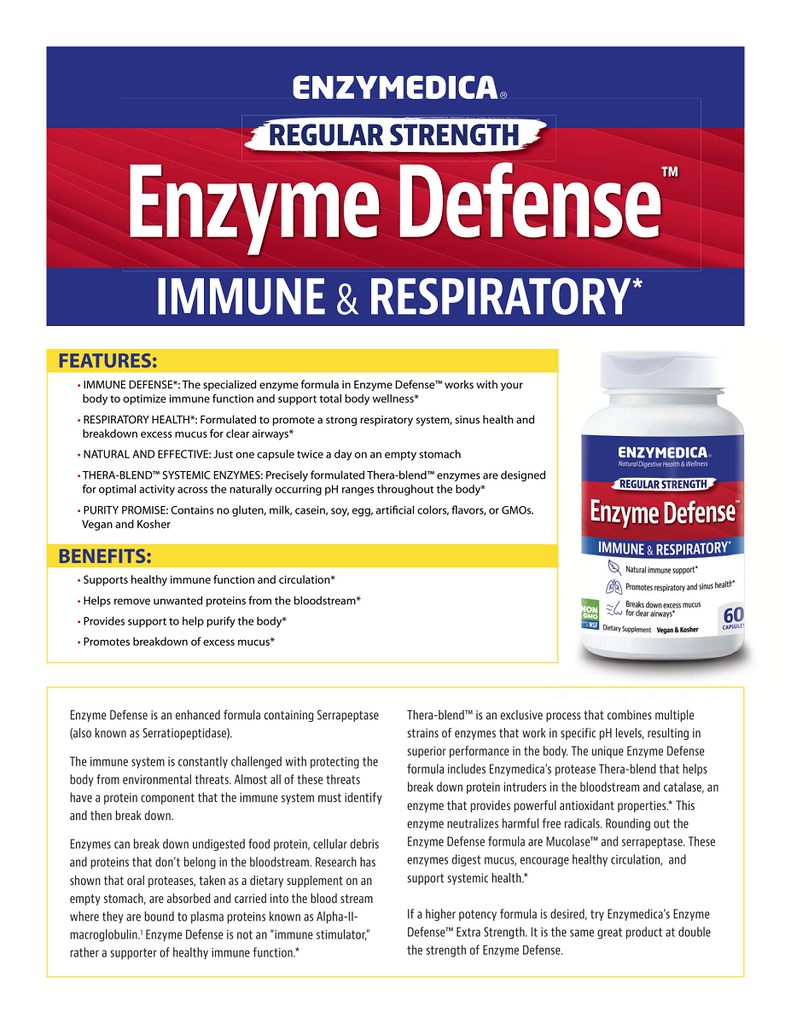Enzymedica, Enzyme Defense Capsules Specs Sheet