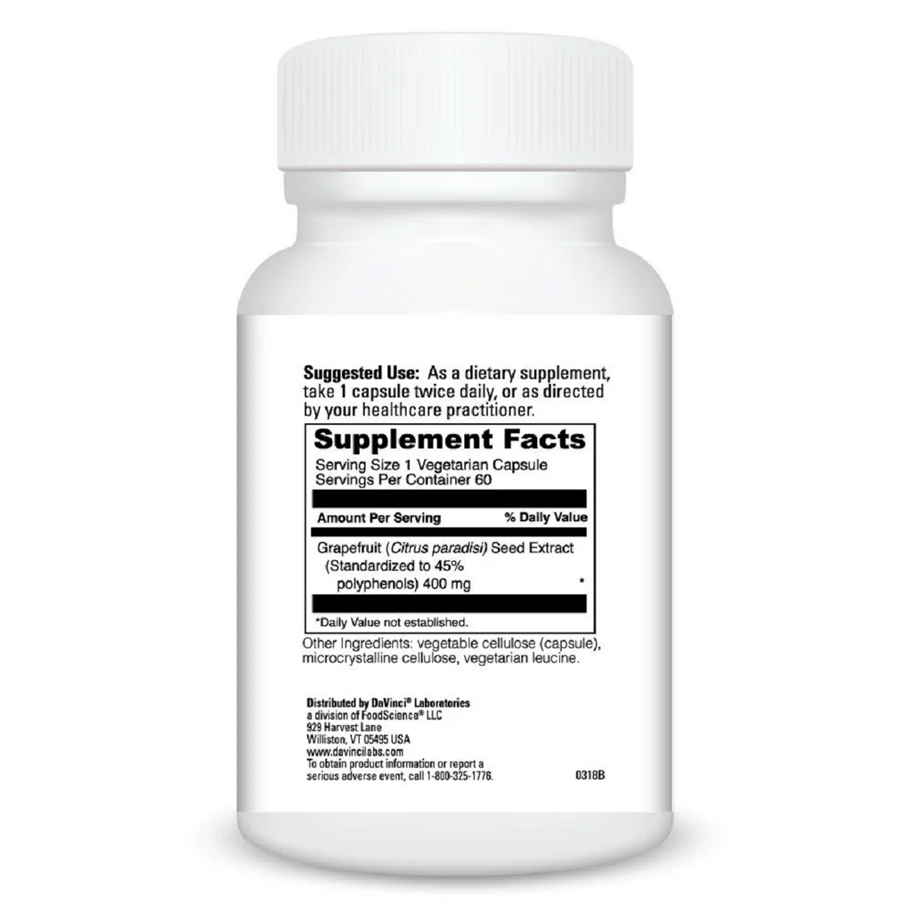 DaVinci Labs, Grapefruit Seed Extract 400mg 60 Capsules Ingredients