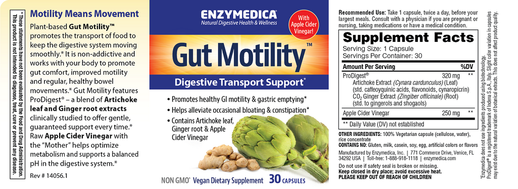 Enzymedica, Gut Motility 30 Capsule