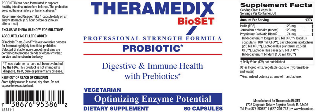 Theramedix BioSet, Probiotic Ingredients