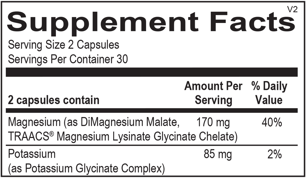 Ortho Molecular, Reacted Magnesium & Potassium 60 Capsules Ingredients