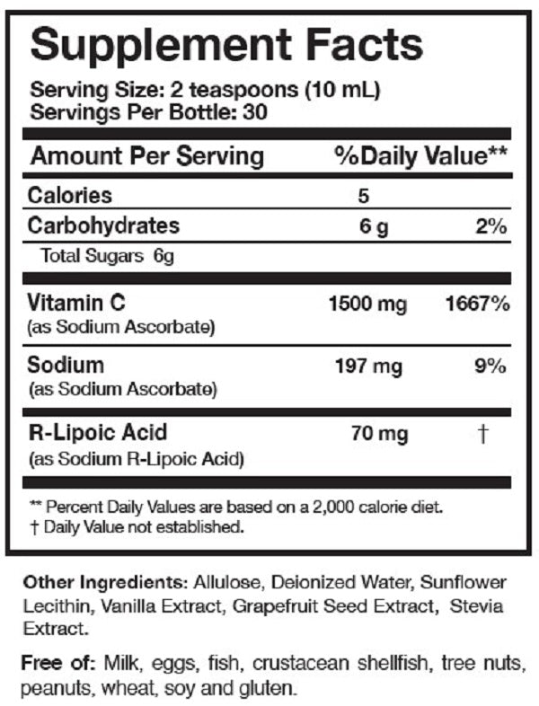 Researched Nutritional | C-RLA™ Vanilla Caramel – Liposomal Vitamin C | Ingredients