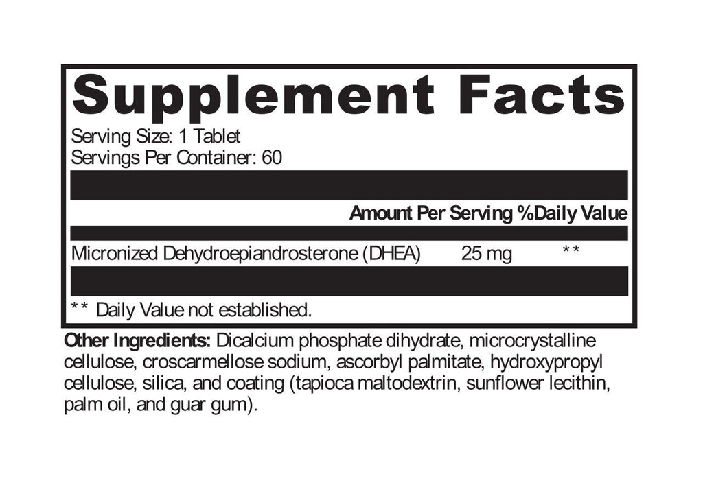 XYMOGEN, DHEA Micronized 25mg 60 Tablets Ingredients