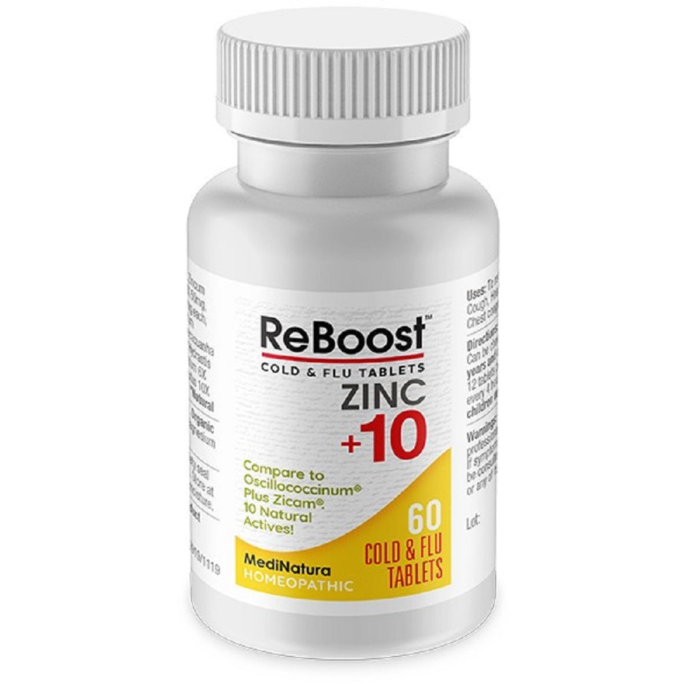 MediNatura, ReBoost Cold & Flu Tablets Zinc +10 Lemon 60 Tablet