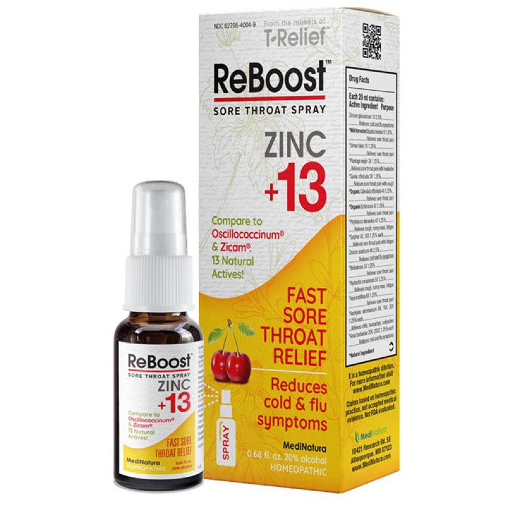 MediNatura, ReBoost Sore Throat Spray Zinc+13 Cherry 0.68 oz