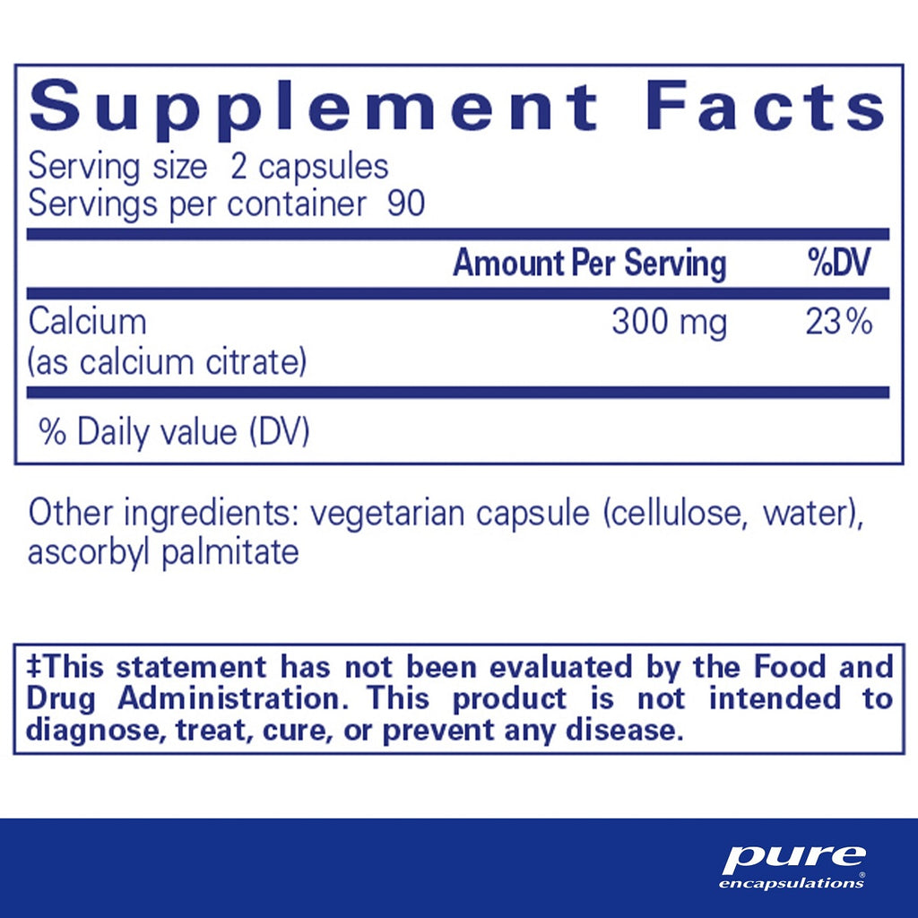 Pure Encapsulations Calcium (Citrate) Ingredients