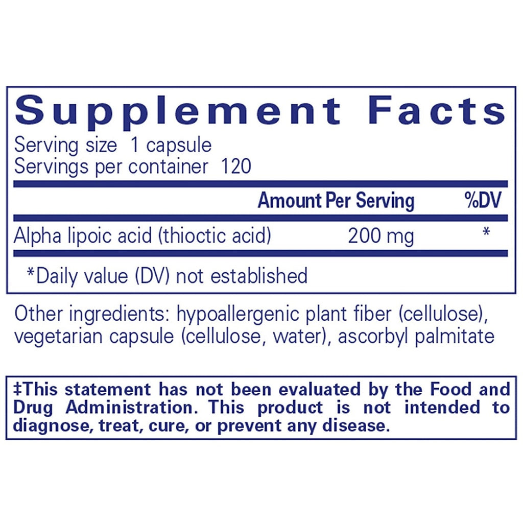 Pure Encapsulations, Alpha Lipoic Acid 200 mg Ingredients