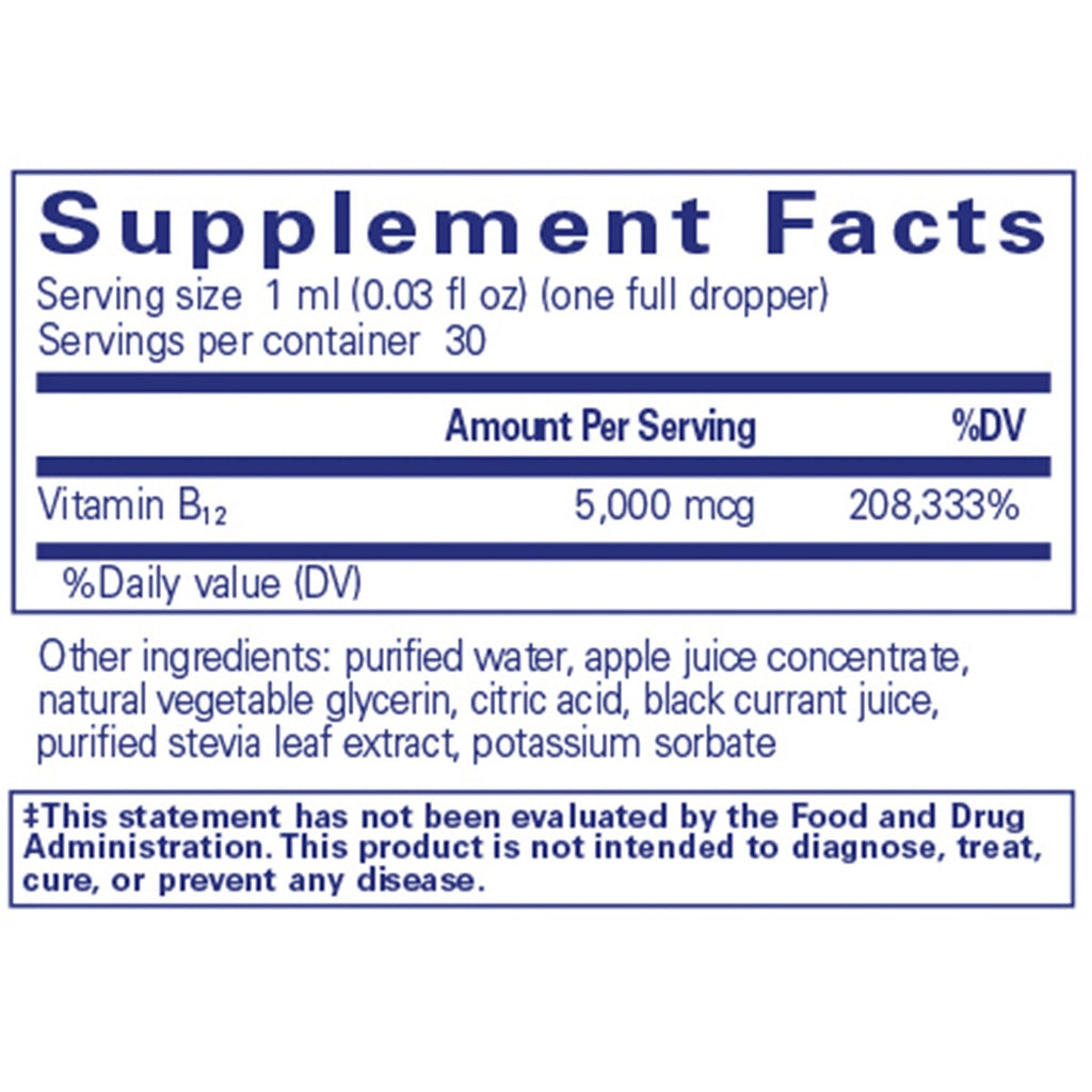 Pure Encapsulations, B12 5000 Liquid 5,000 mcg Ingredients