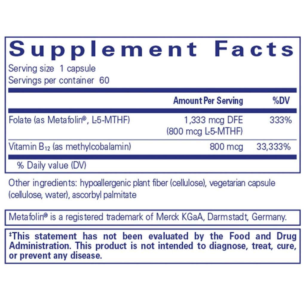 Pure Encapsulations, B12 Folate 60 Capsules Ingredients