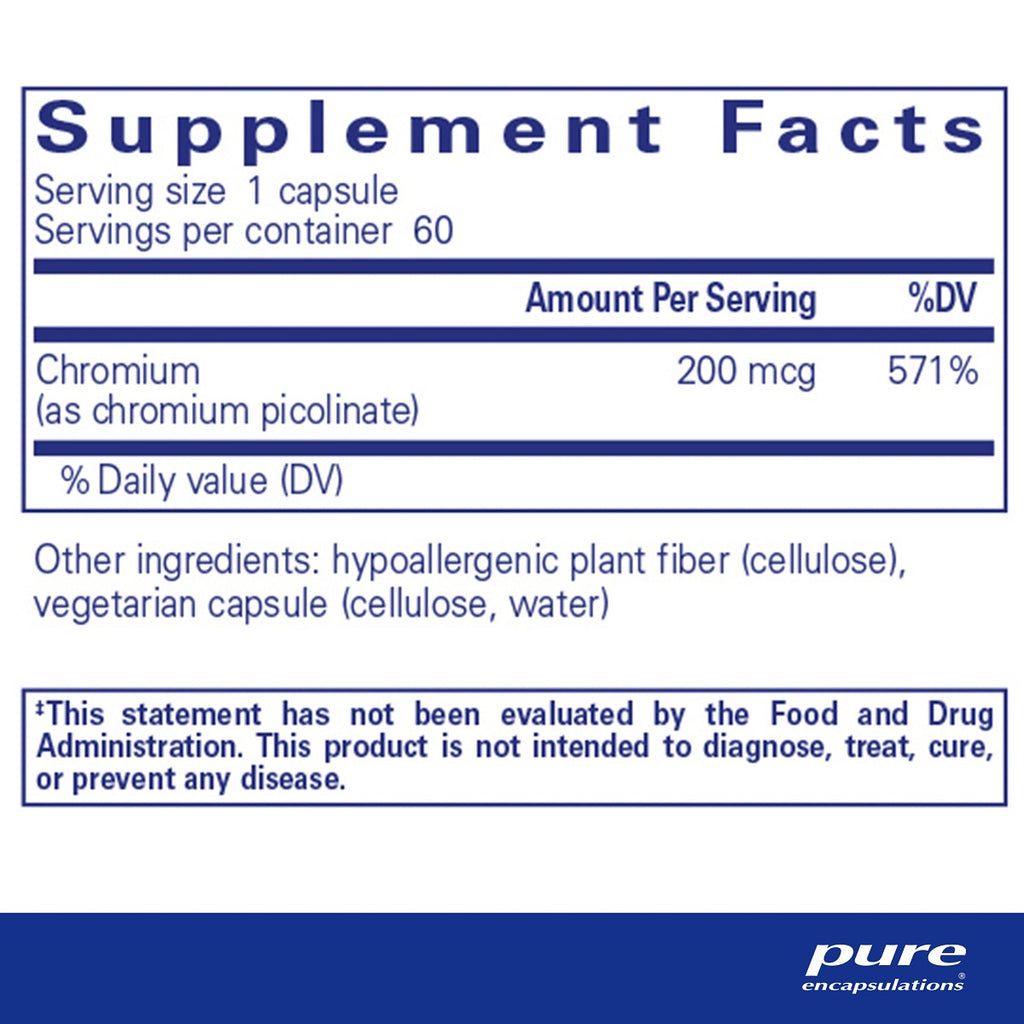 Pure Encapsulations, Chromium (Picolinate) 200 mcg Ingredients