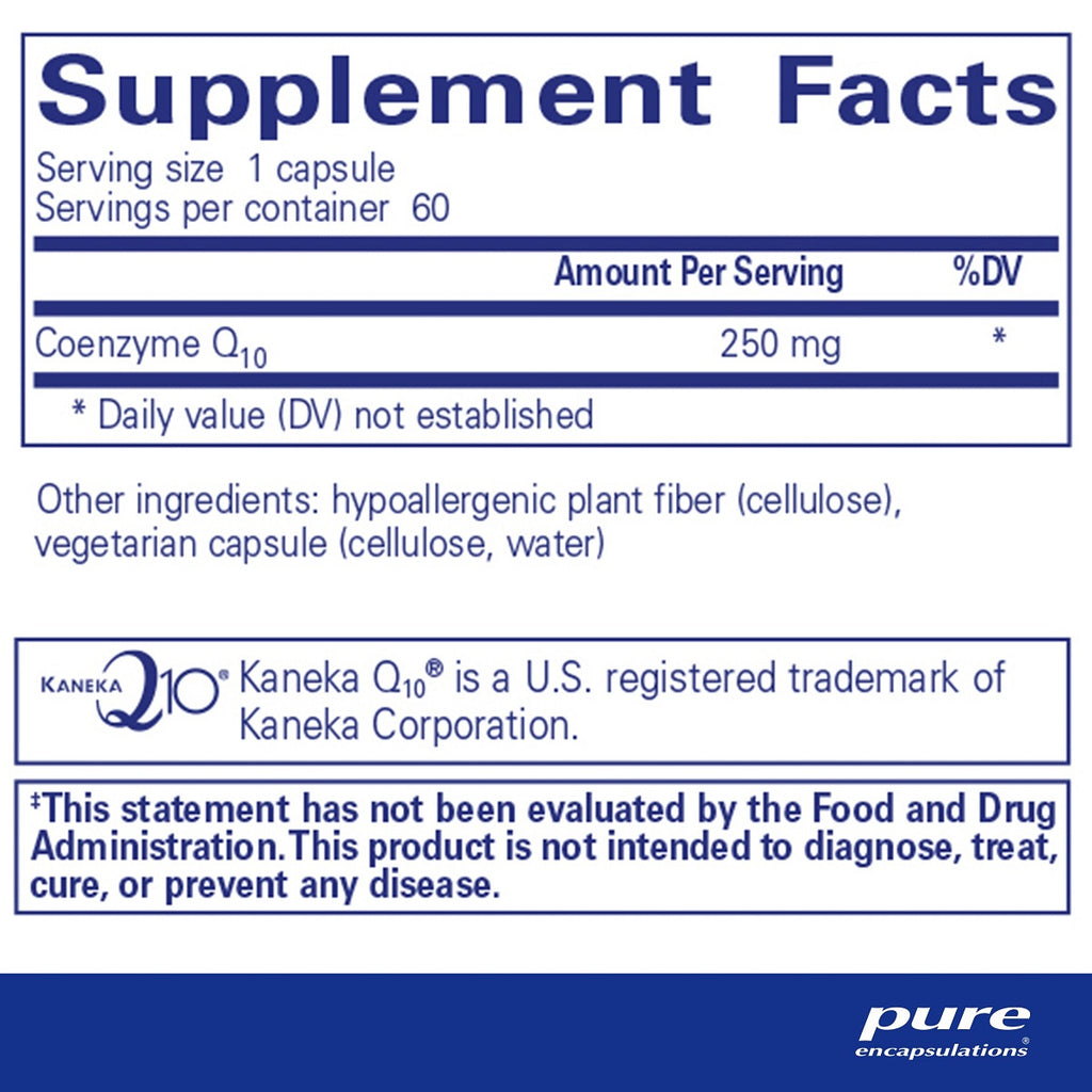 Pure Encapsulations, CoQ10 250 mg - 60 Capsules Ingredients