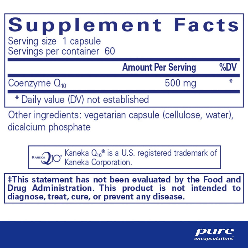 Pure Encapsulations, CoQ10 500 mg - 60 Capsules Ingredients