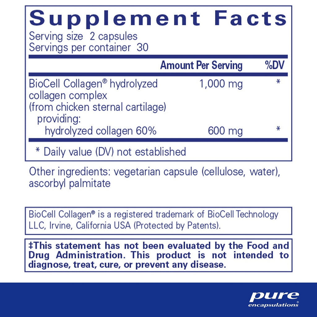 Pure Encapsulations, Collagen JS 60 and 120 Capsules Ingredients