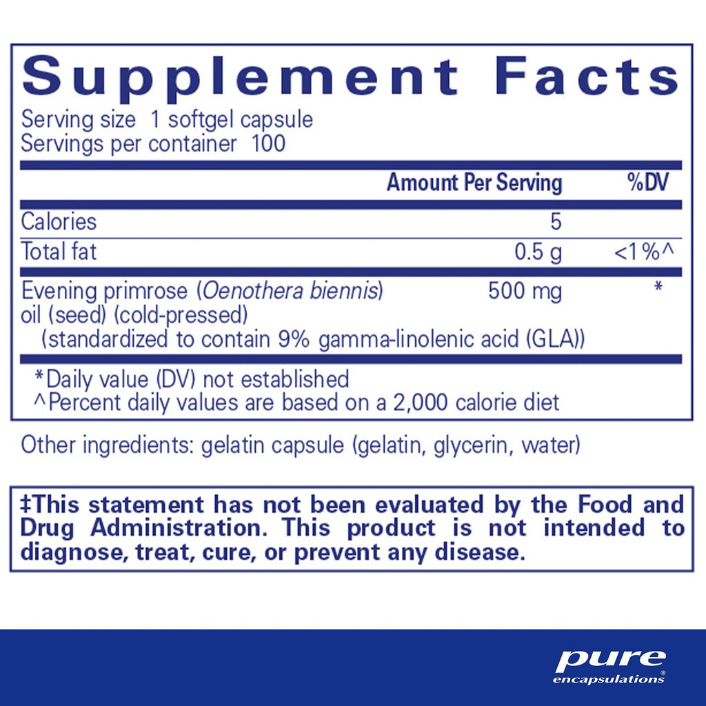 Pure Encapsulations, E.P.O. (Evening Primrose Oil) Ingredients