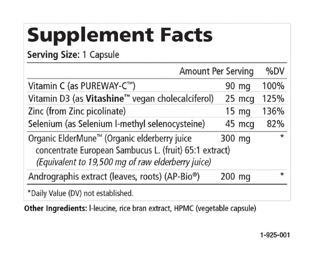 Pure Essence, IMMUNIN-6™ 30 and 60 VEGI-CAPS Ingredients