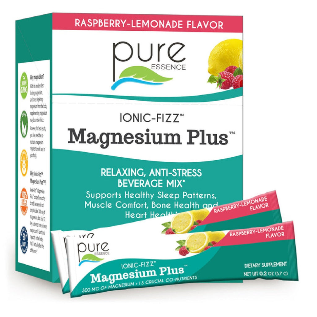 Pure Essence, Ionic-Fizz Magnesium Plus Raspberry Lemonade Flavor 15-ct