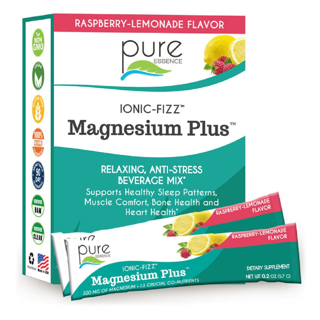 Pure Essence, Ionic-Fizz Magnesium Plus Raspberry Lemonade Flavor 30-ct