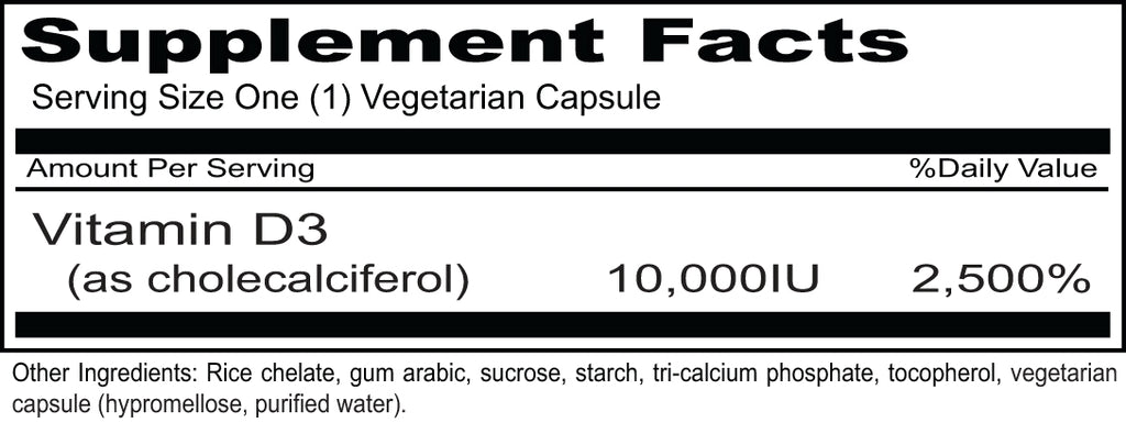 Priority One | Sun D3 10,000IU | 90 Vegetarian Capsules