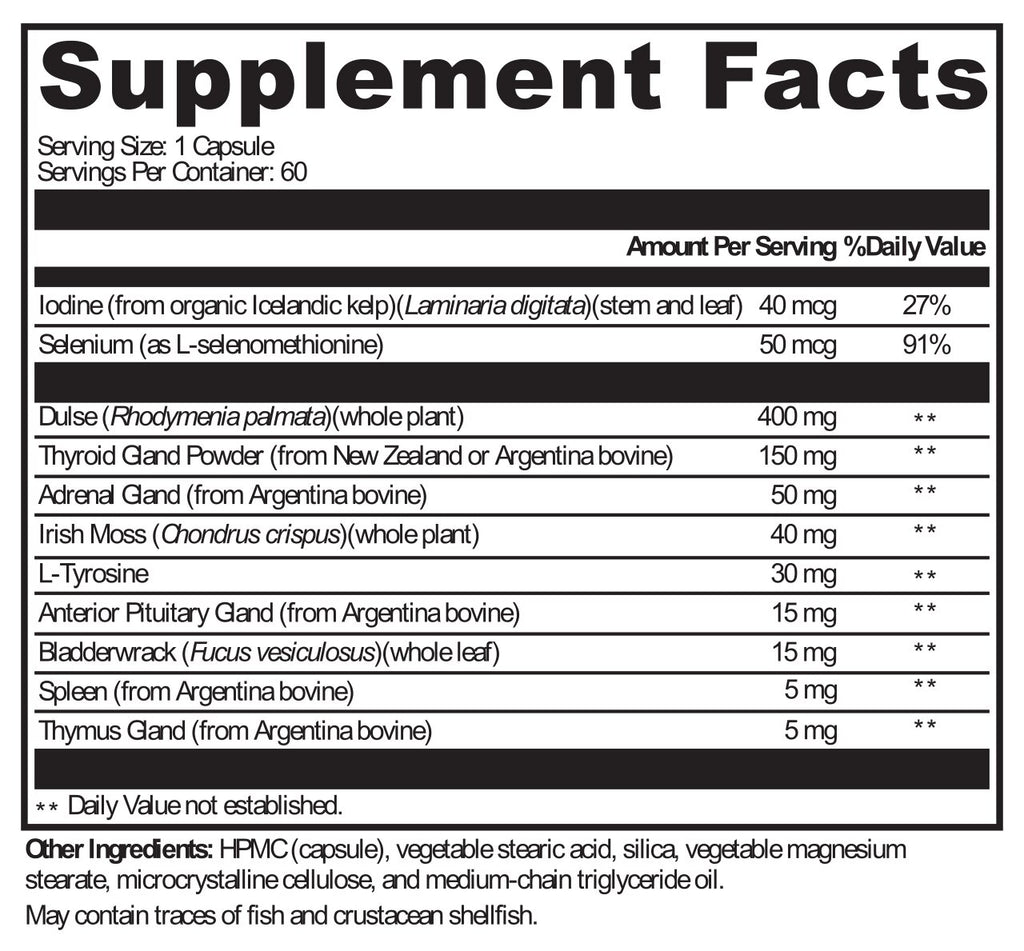 Protocols For Health, Thyroid Complex 60 Veg Capsules Ingredients
