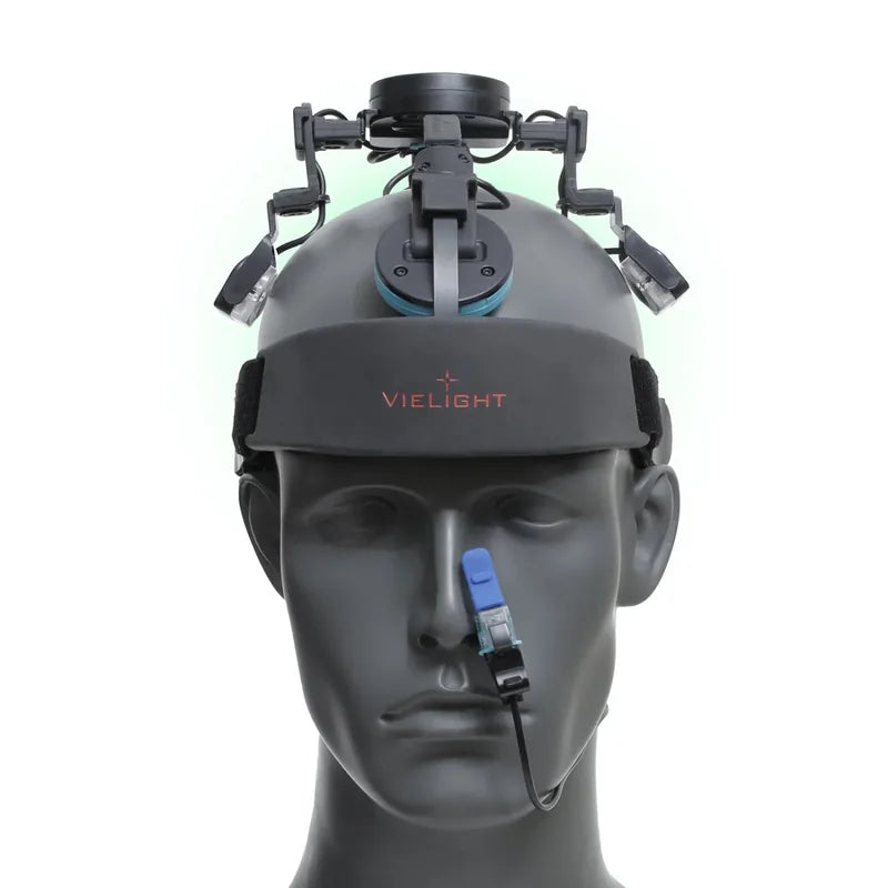 Vielight Neuro Gamma 4 green headset showing transcranial LED modules