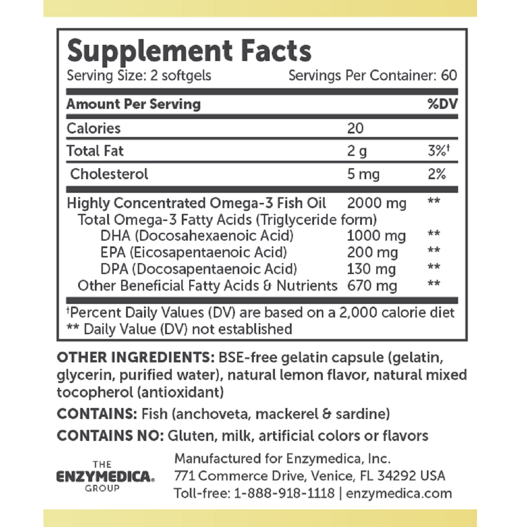 Enzymedica, Aqua Biome™ Fish Oil Maximum Strength Ingredients