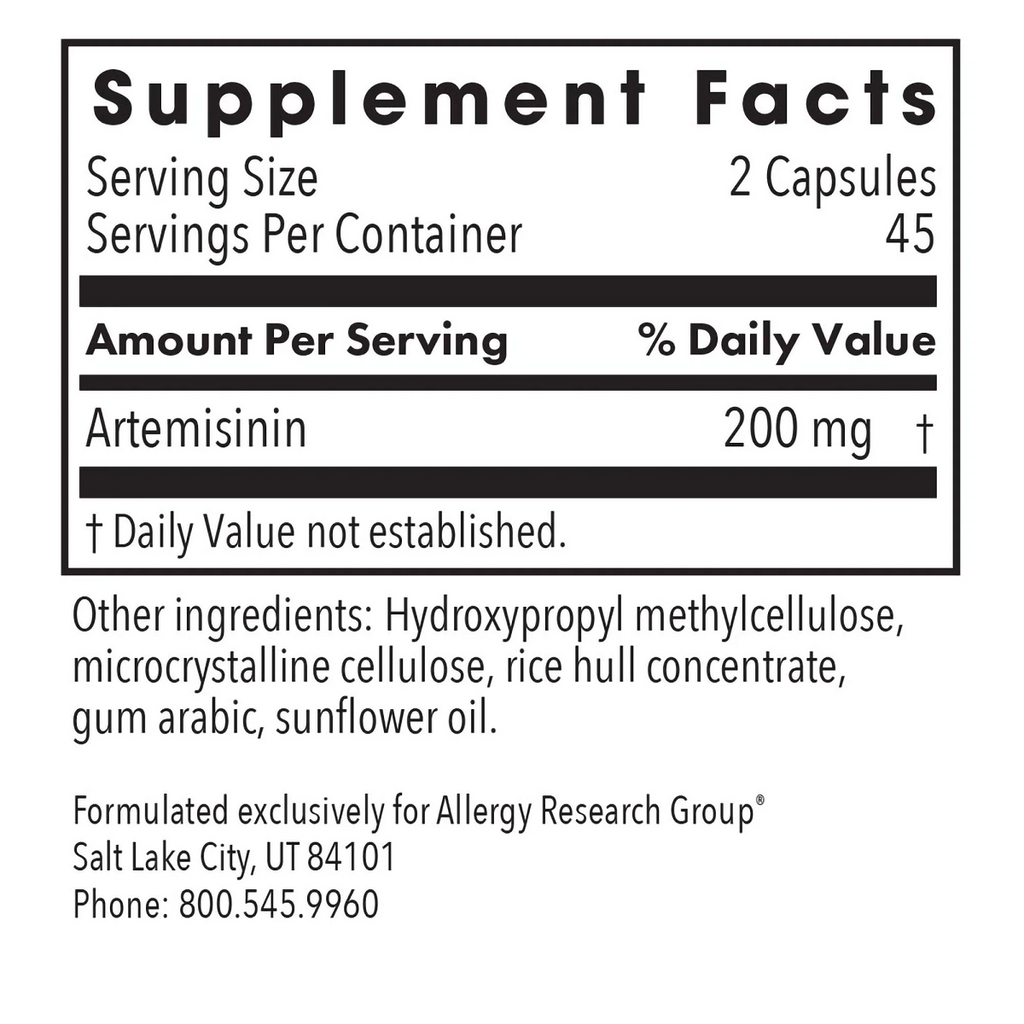 Allergy Research Group, Artemisinin 90 Veg Capsules Ingredients