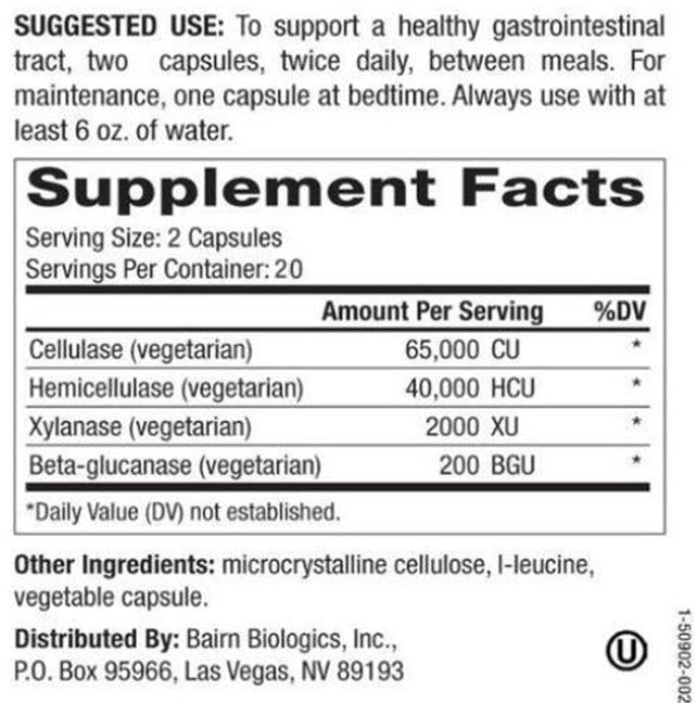 Bairn Biologics Candisol 40 Capsule Bottle Ingredient List