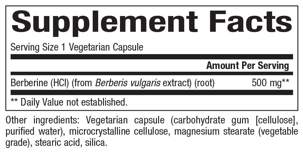 Bioclinic Naturals, Berberine HCL 500 mg 90 Veg Caps Ingredients