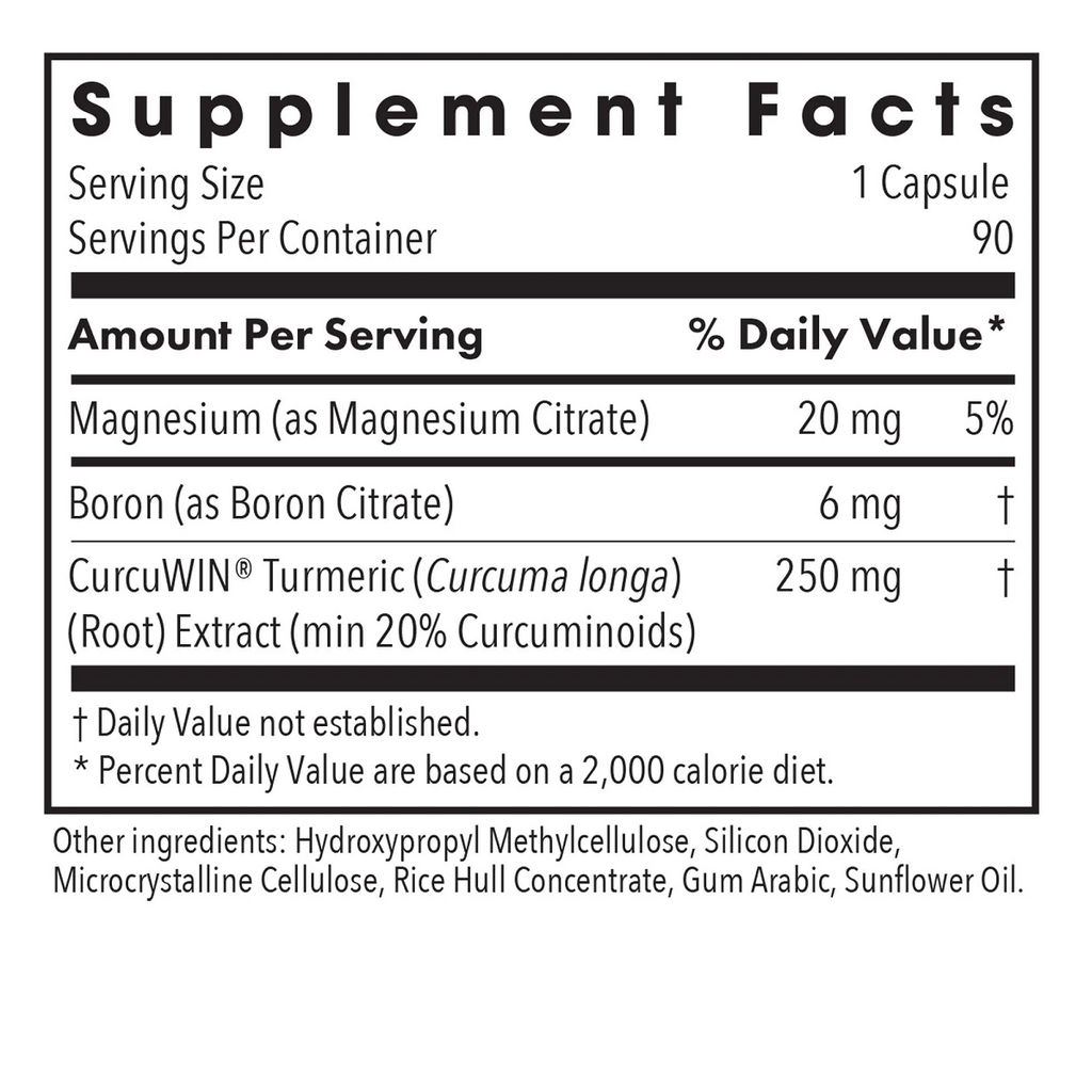 Allergy Research Group, Boron Joint with CurcuWIN 90 Veg Capsules Ingredients
