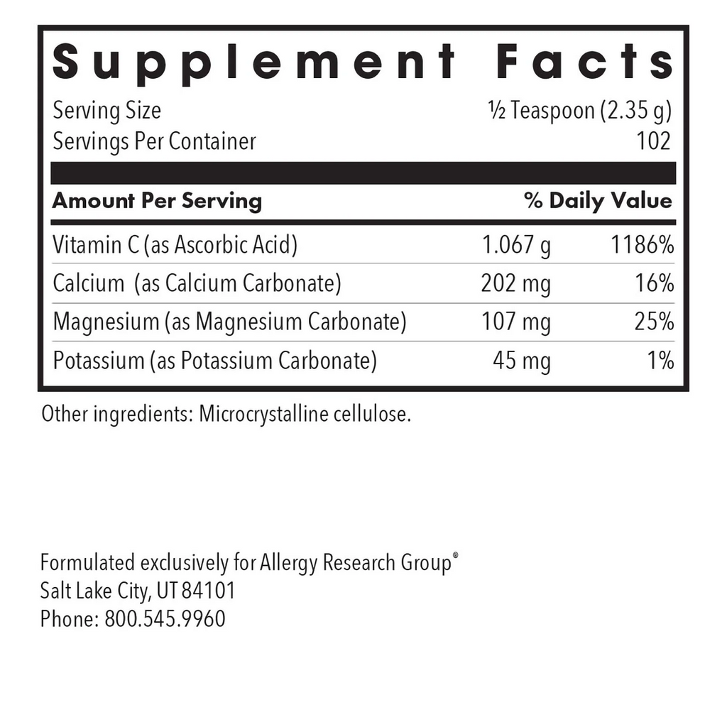 Allergy Research Group, Buffered Vitamin C Powder 240 Grams Ingredients