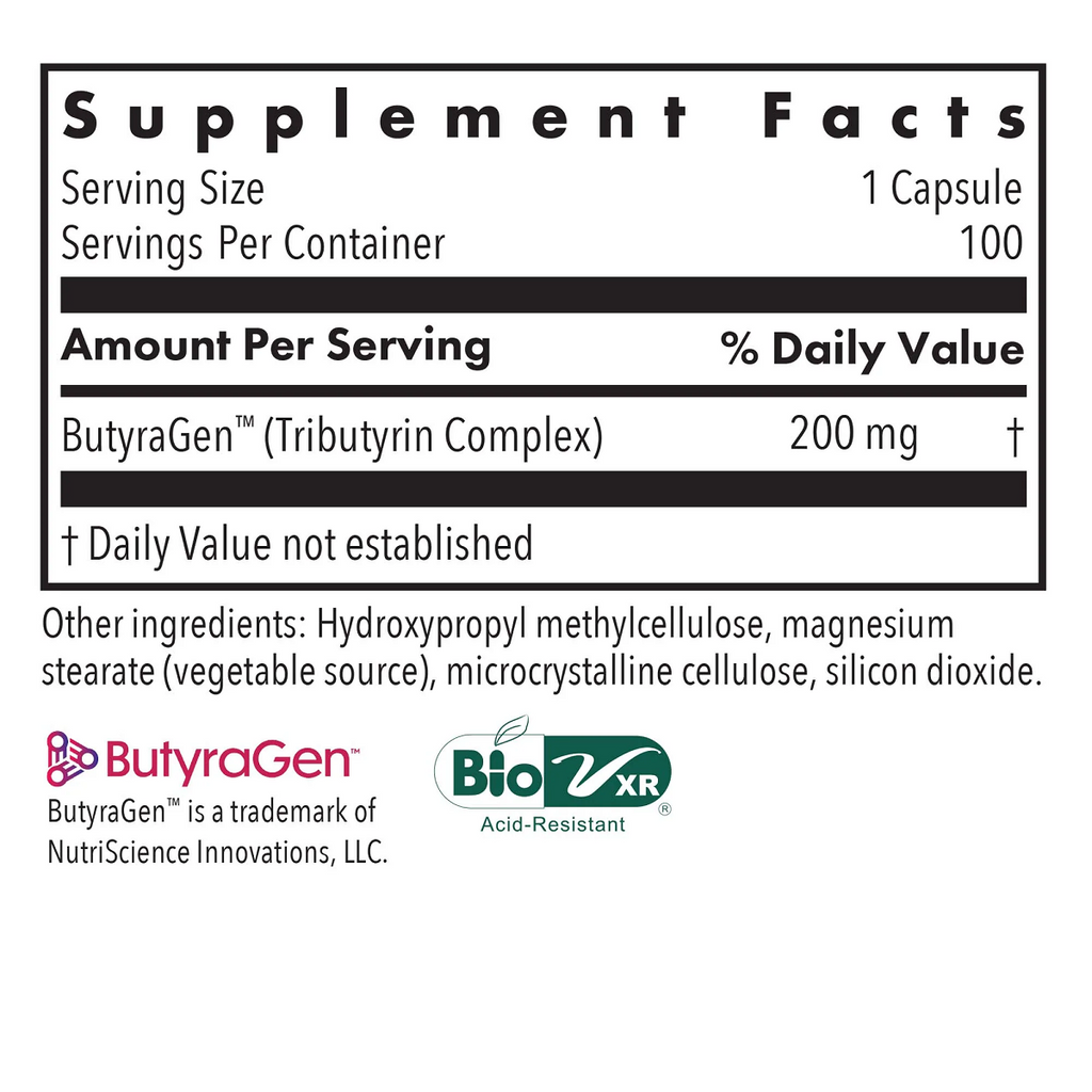 Allergy Research Group, ButyrEn 100 Delayed-Release Vegetarian Capsules Ingredients