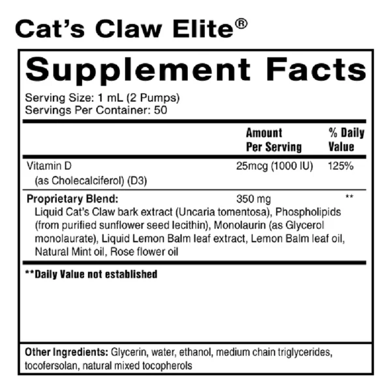 Quicksilver Scientific, Cat’s Claw Elite 1.7 fl oz Ingredients