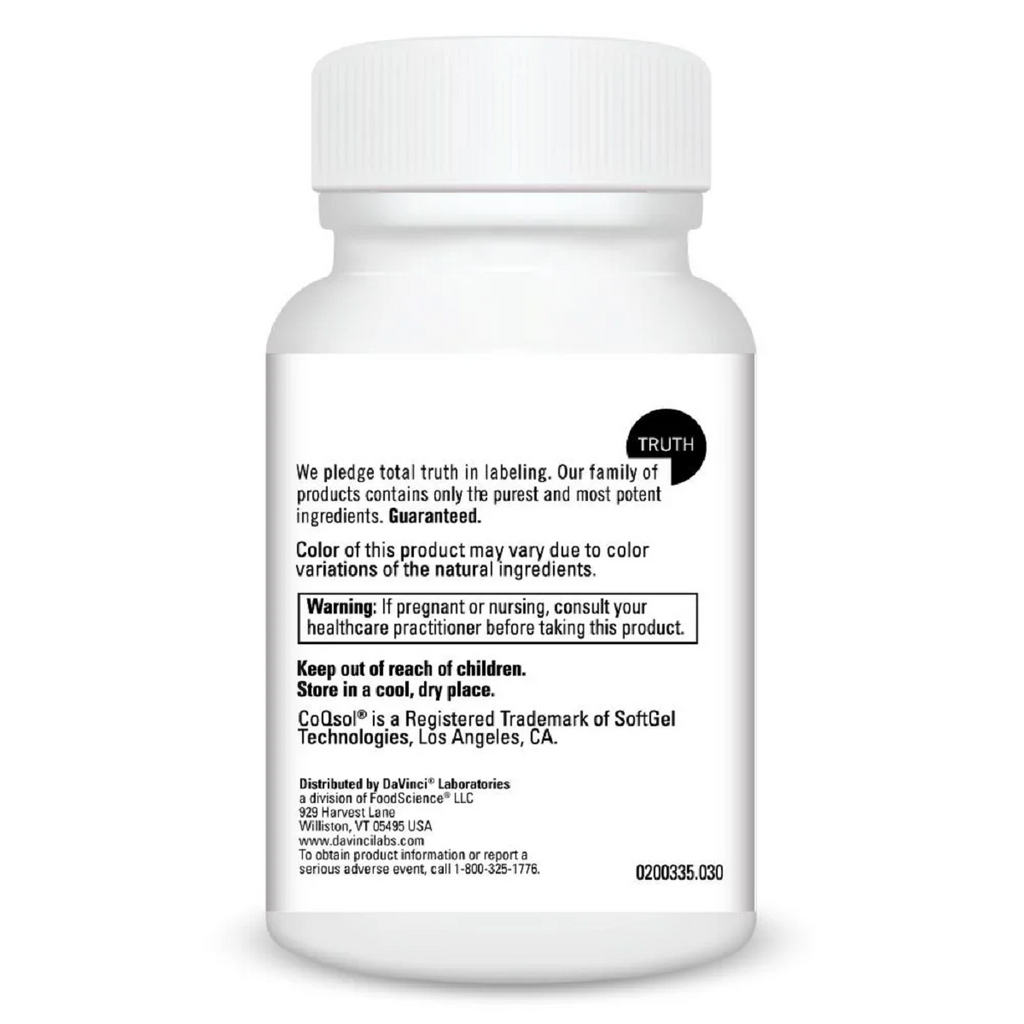 DaVinci Labs, CoQsol 100 MG 30 Softgels Specs