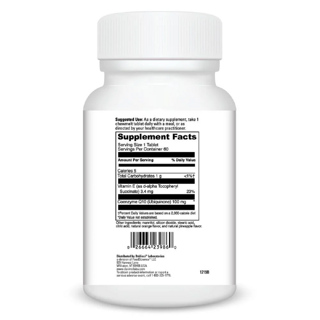 DaVinci Labs, Coenzyme Q10 Chewmelt 100 MG 60 Chewable Tablets Ingredients