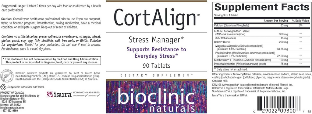 Bioclinic Naturals, CortAlign 90 Tablets Ingredients