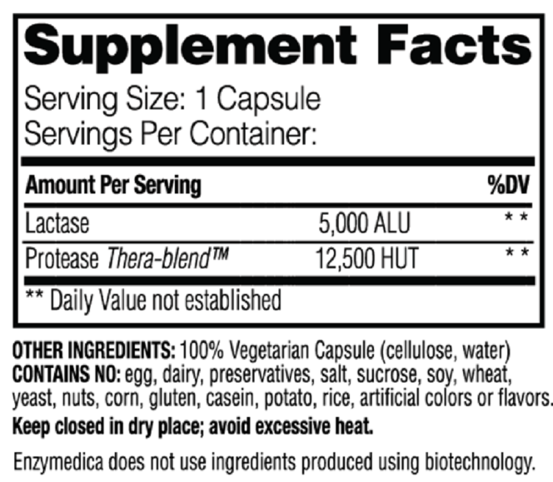 Enzymedica, DairyAssist 30 Capsules Ingredients