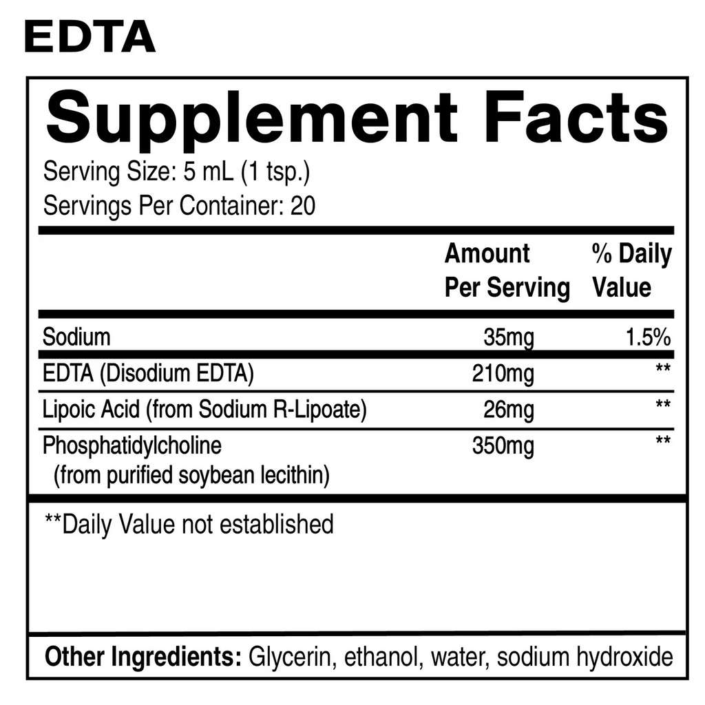 Quicksilver Scientific, EDTA with RLA 4 fl oz Ingredients