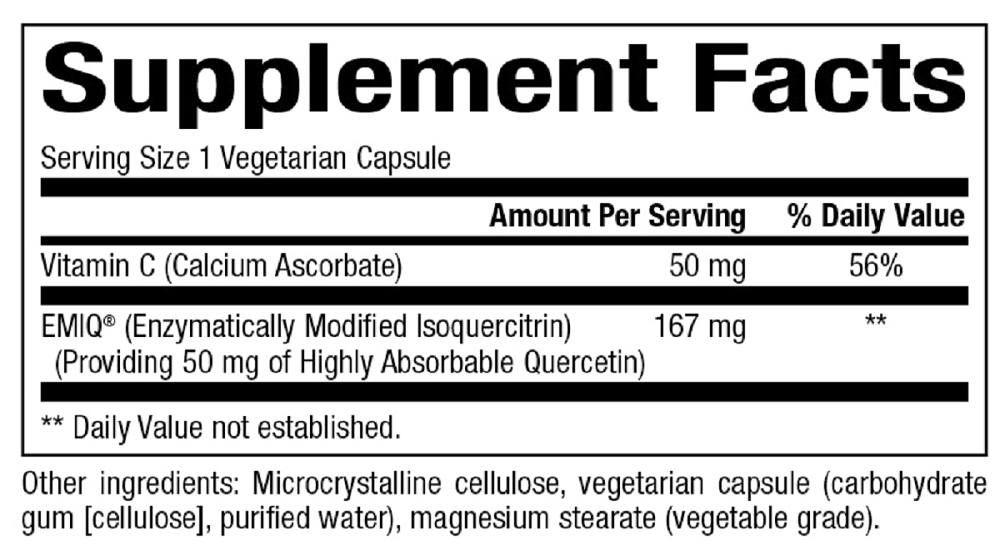 Bioclinic Naturals, EMIQ Activated Quercetin 60 Vcaps Ingredients