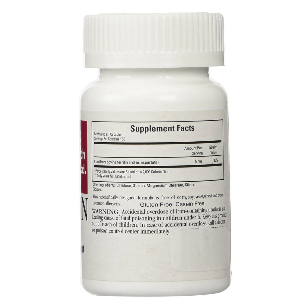 Ecological Formulas, Ferritin 5mg 60 Capsules Ingredients