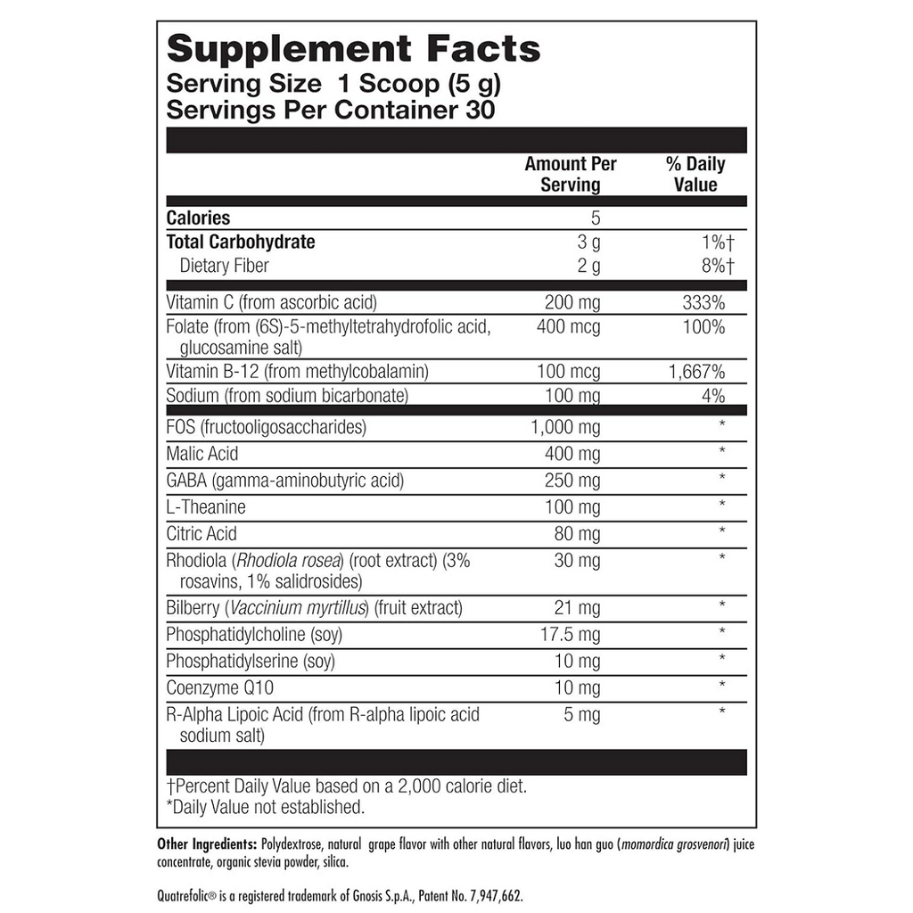 Nutra Biogenesis, Focus Fizz 5.29 oz (150 g) Ingredient