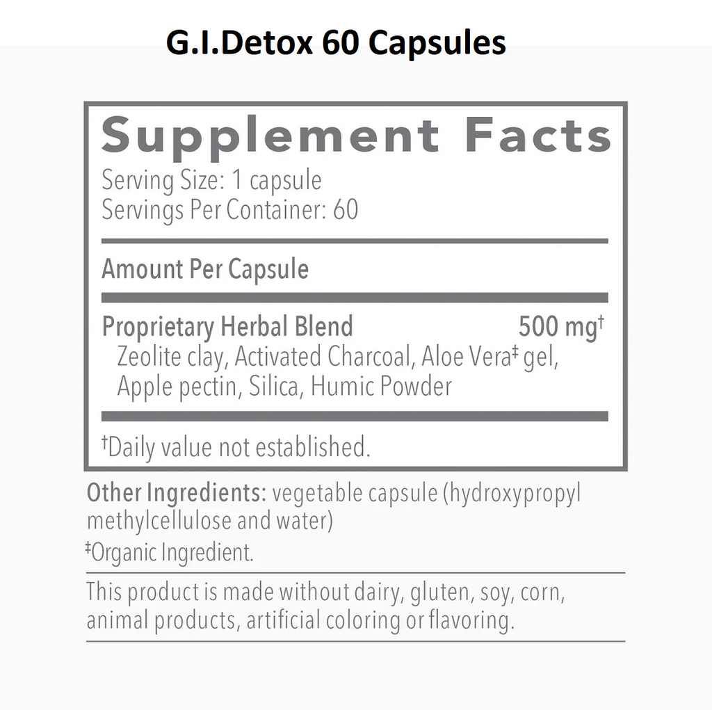 Biocidin Botanicals, G.I. Detox 60 Capsules Ingredients