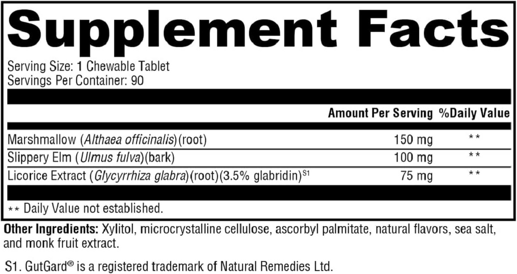 XYMOGEN, GI Soothe Chocolate 90 Tablets Igredients