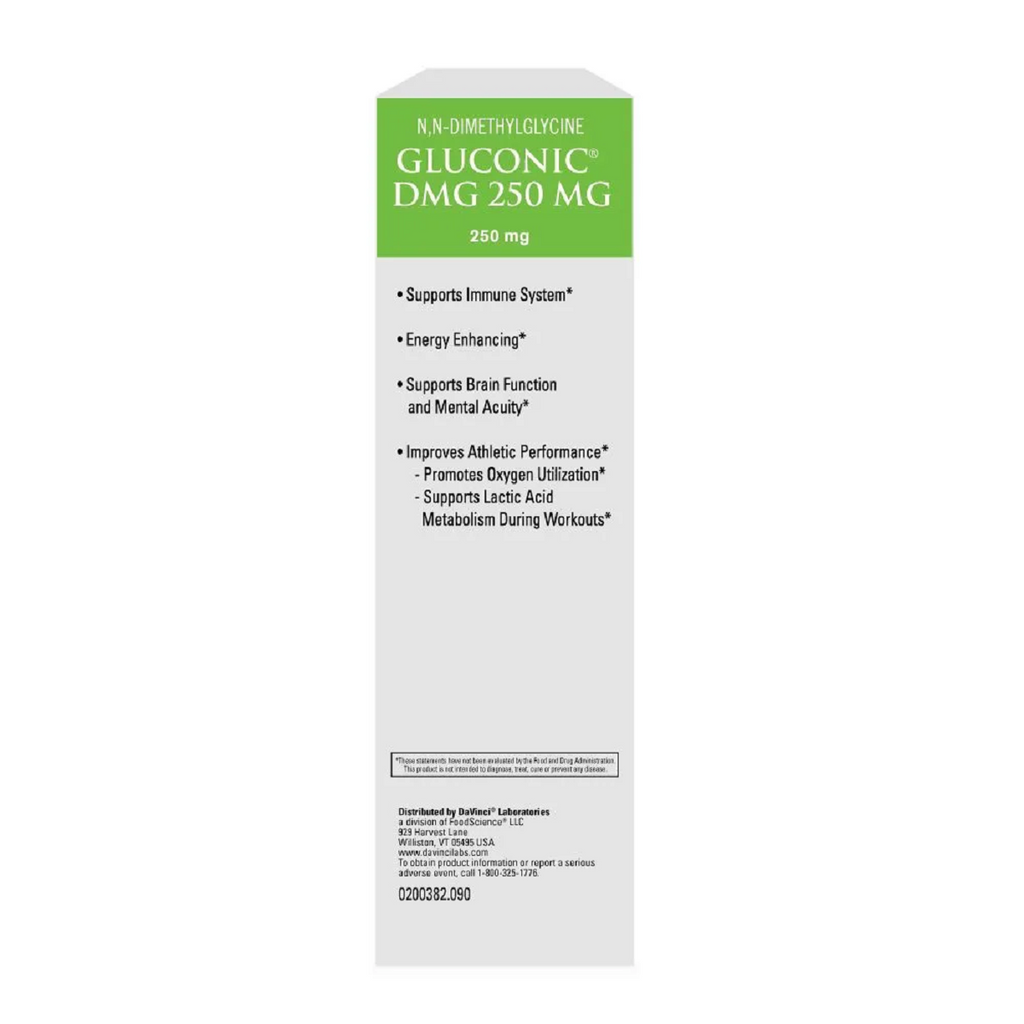 DaVinci Labs, Gluconic DMG 250 mg 60 and 90 Tablets Specs