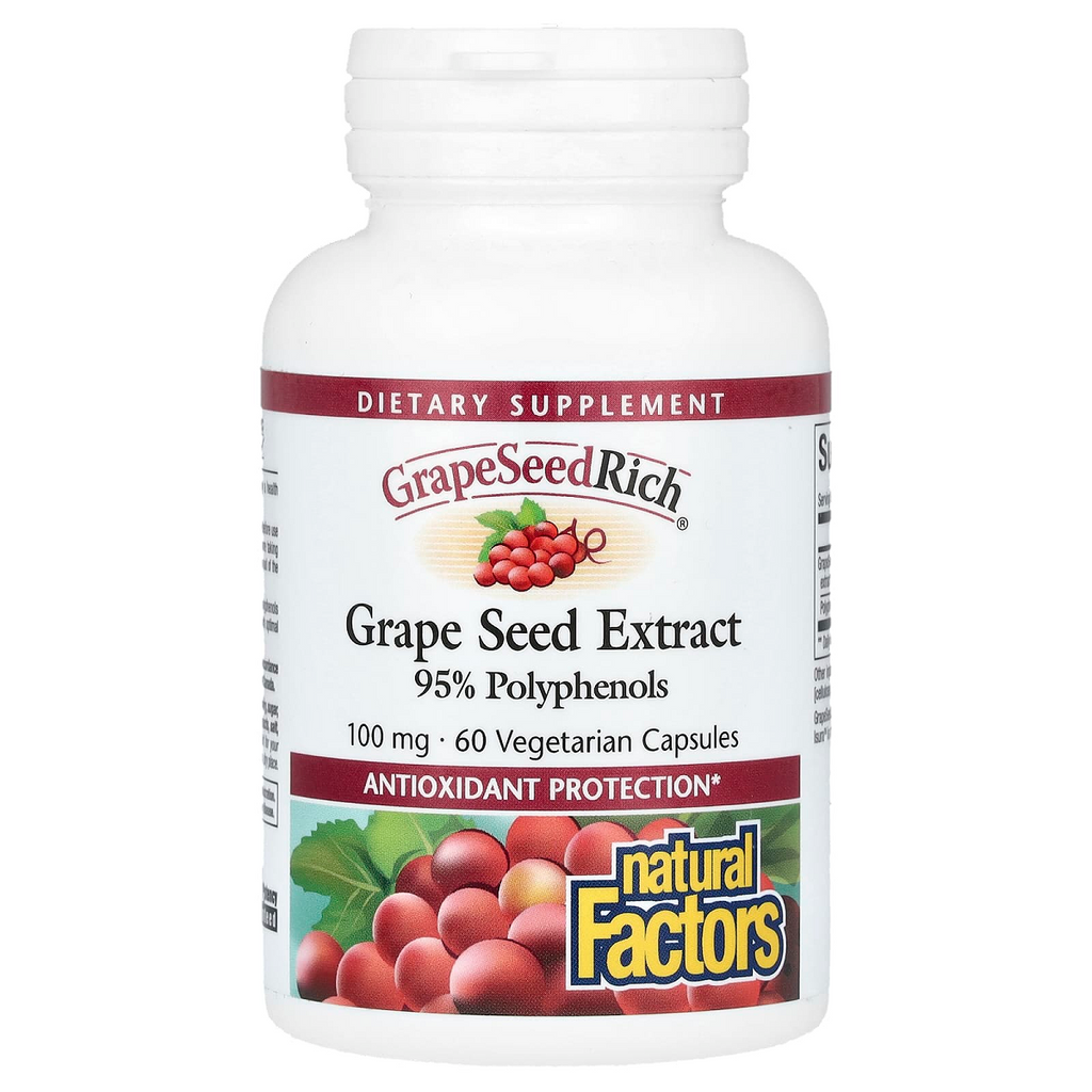 Natural Factors, GrapeSeedRich® Grape Seed Extract 100 mg 60 Veg Caps