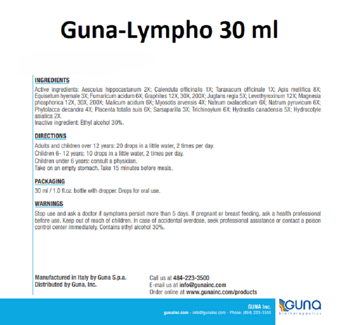 Guna Inc, Guna-Lympho 30 ml Ingredients