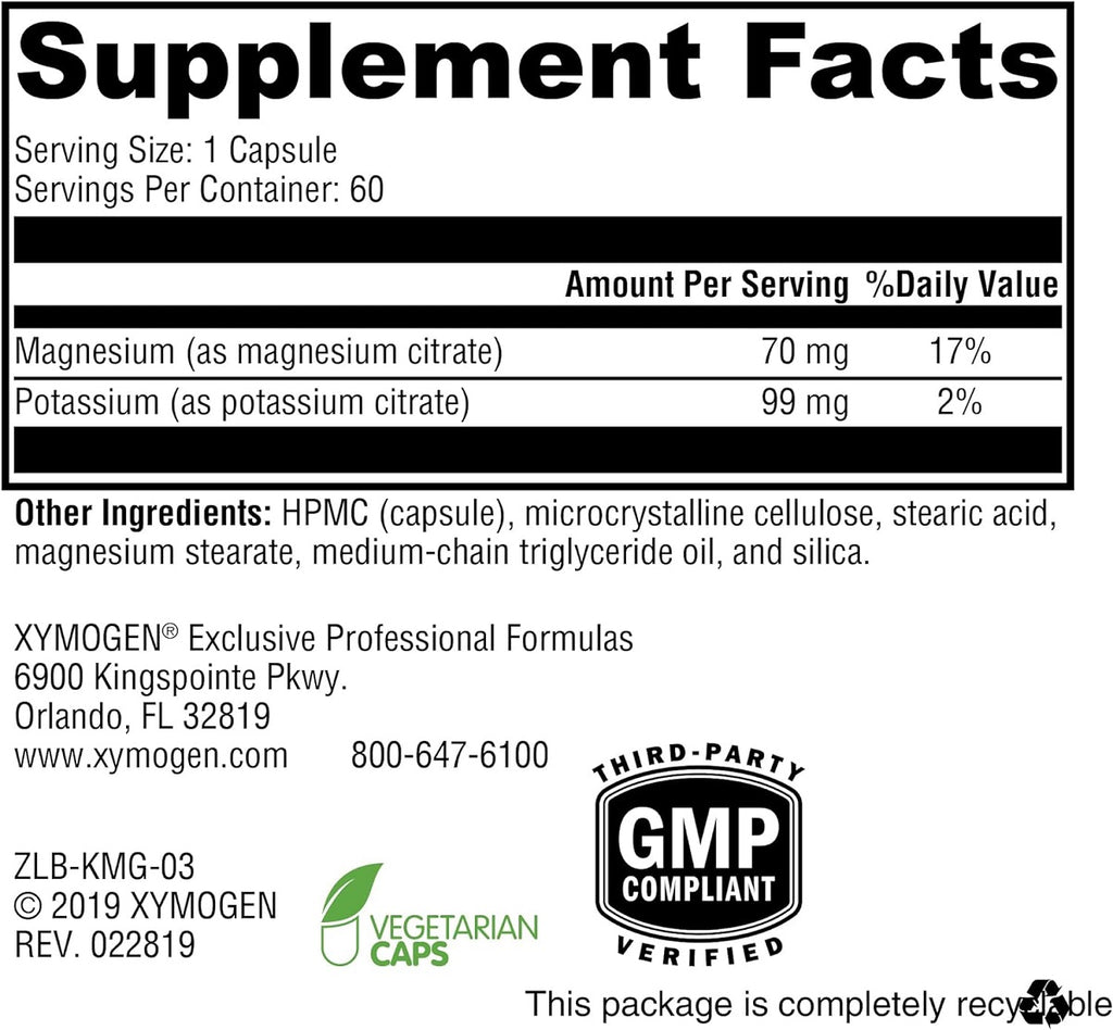 XYMOGEN, K-Mg Citrate™ 60 Capsules Ingredients