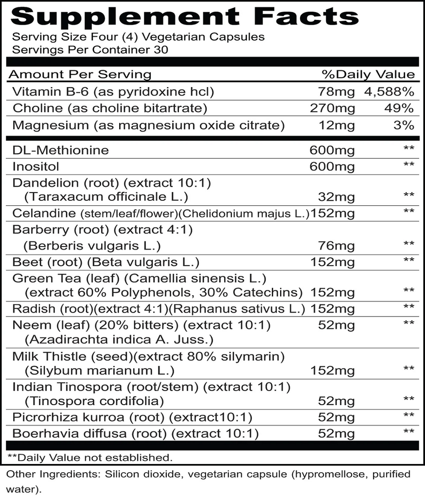 Priority One, Lipo-Priority 120 Vegetarian Capsules Ingredients sheet