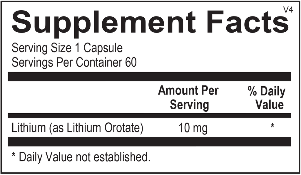 Ortho Molecular, Lithium Orotate 60 Capsules Ingredients