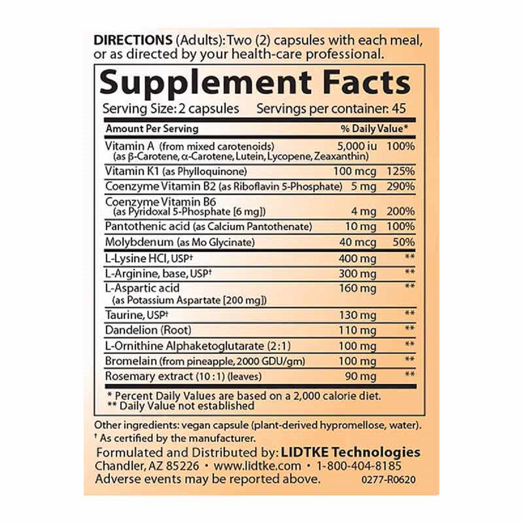 Lidtke, Liver Clean & Build 90 Capsules Ingredients