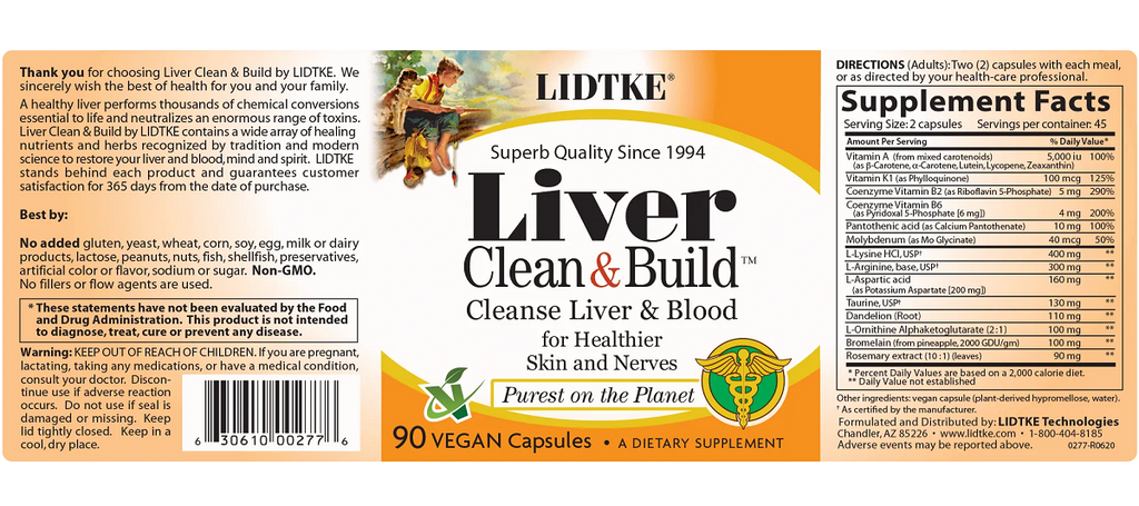 Lidtke, Liver Clean & Build 90 Capsules Specs